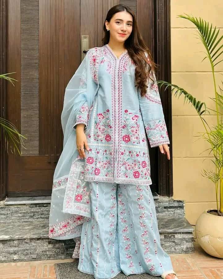 rayon cotton with embroidery work readymade 3 pics