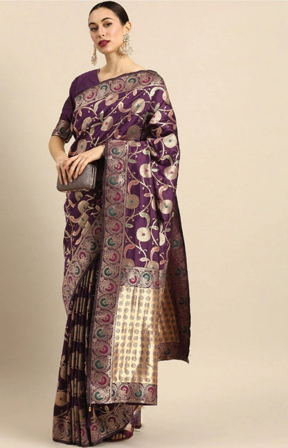ব্লাউজ পিস সহ সিল্ক শাড়ী