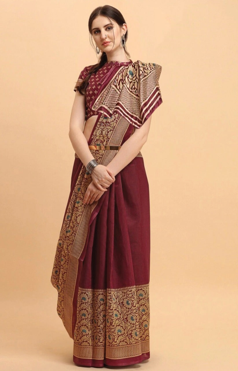 ব্লাউজ পিস সহ সিল্ক শাড়ী