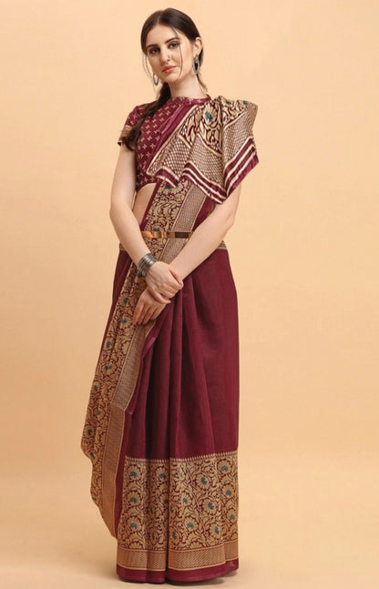 ব্লাউজ পিস সহ সিল্ক শাড়ী