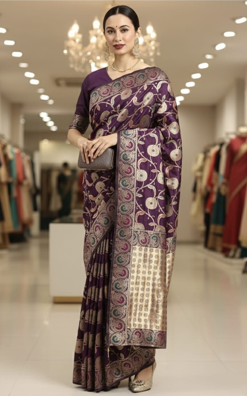 ব্লাউজ পিস সহ সিল্ক শাড়ী