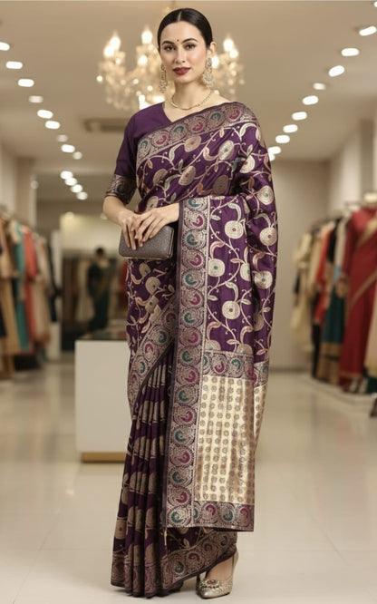 ব্লাউজ পিস সহ সিল্ক শাড়ী