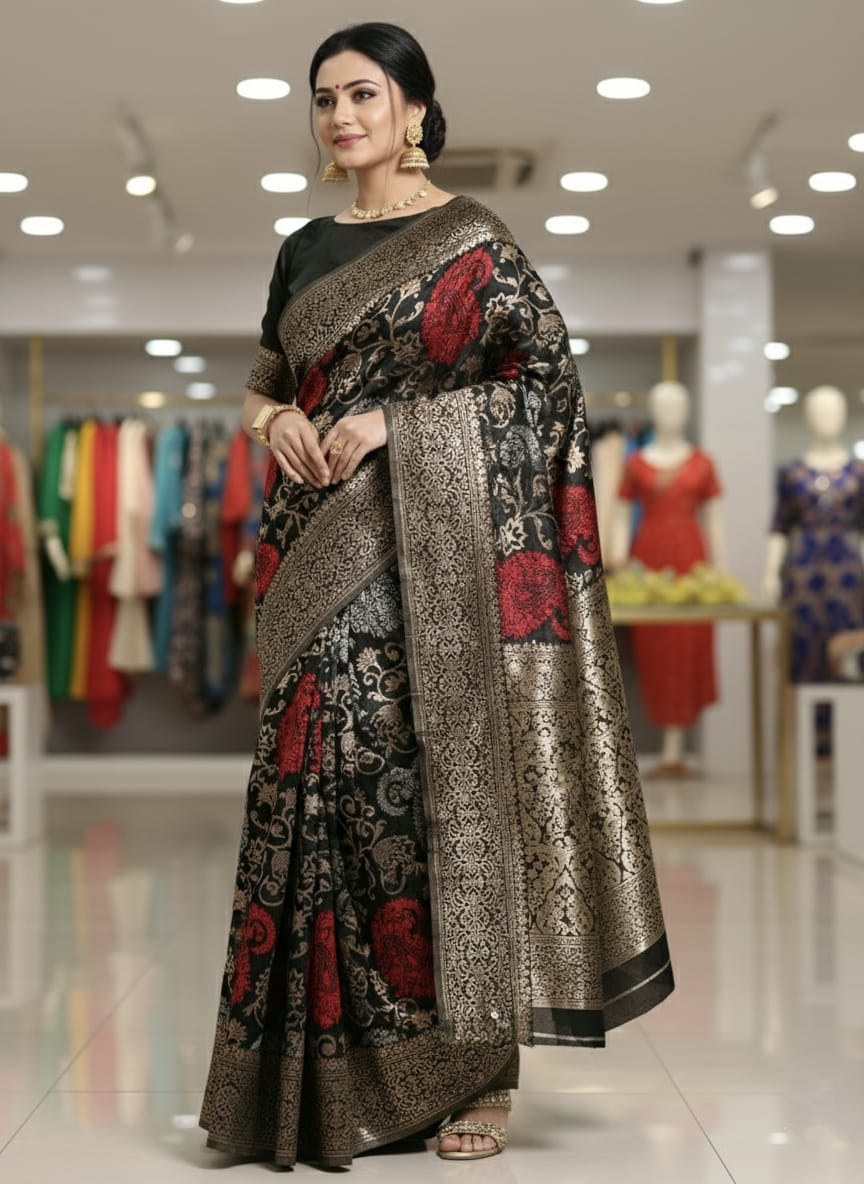 ব্লাউজ পিস সহ সিল্ক শাড়ী