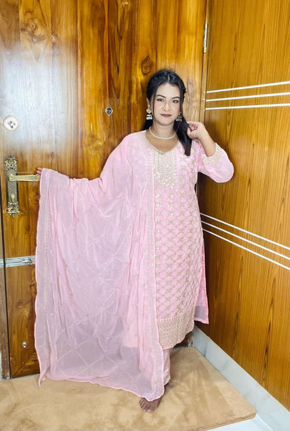 Georgette Embroidery Three Piece
