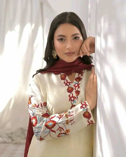 rayon cotton with embroidery work readymade 3 pics