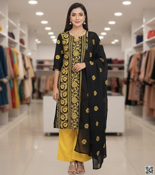 পিওর এসি কটন সেমি-স্টিচ থ্রি-পিস