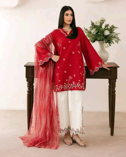 rayon cotton with embroidery work readymade 3 pics