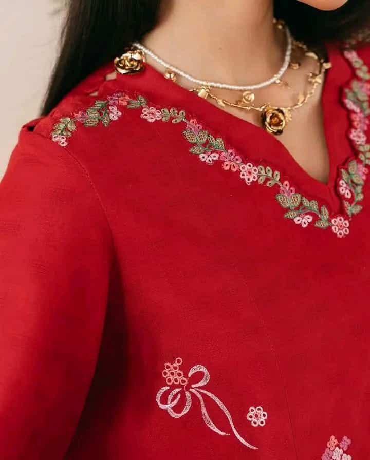 rayon cotton with embroidery work readymade 3 pics
